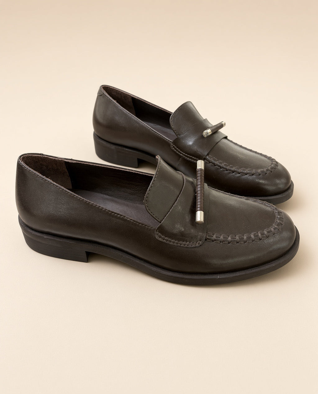 Black & Dark Brown Genuine Leather Loafers