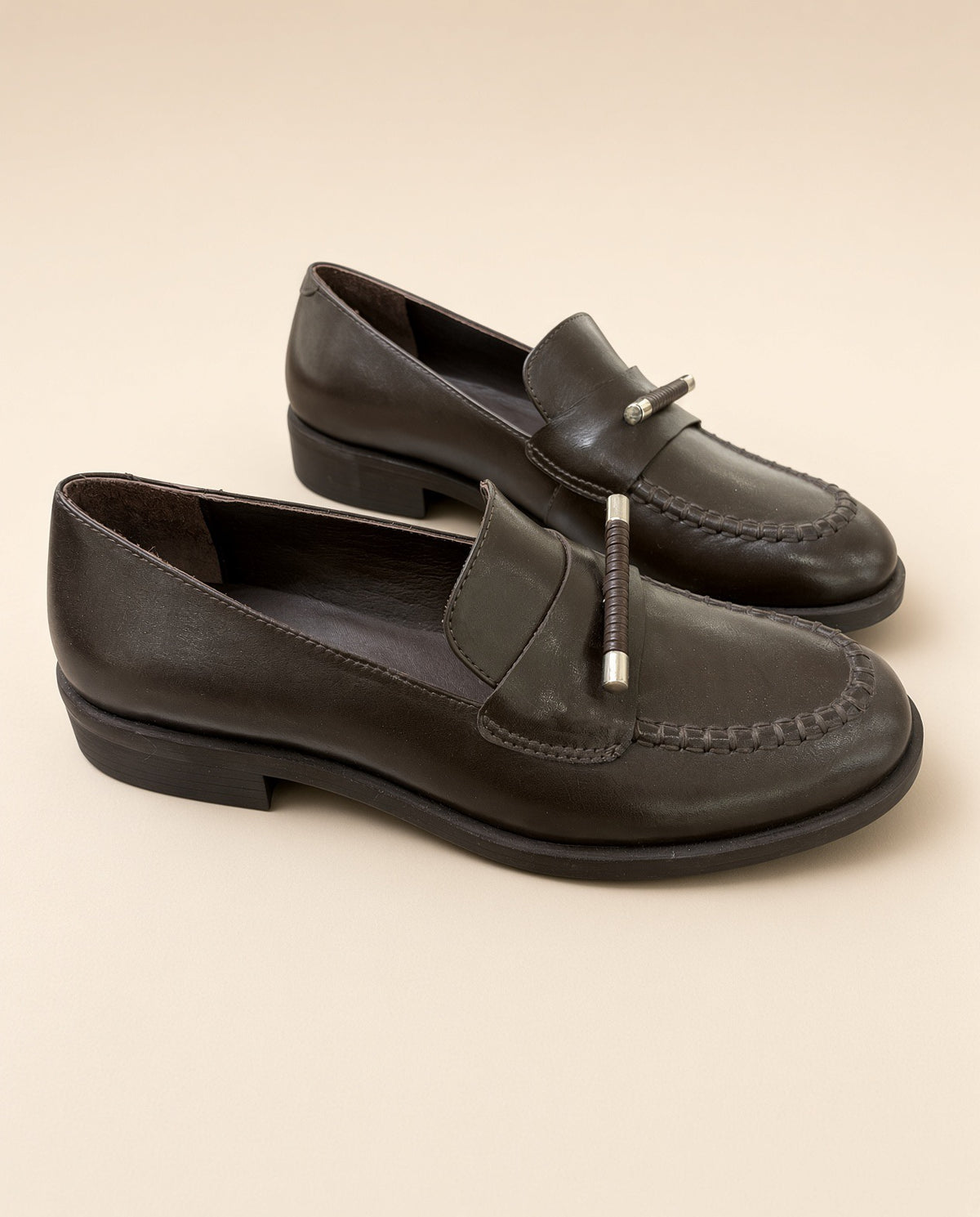 Black & Dark Brown Genuine Leather Loafers