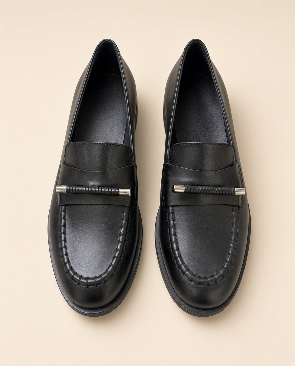 Black & Dark Brown Genuine Leather Loafers