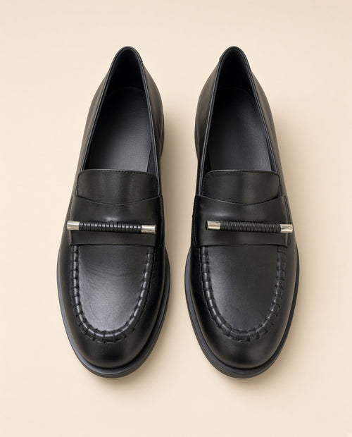 Black & Dark Brown Genuine Leather Loafers