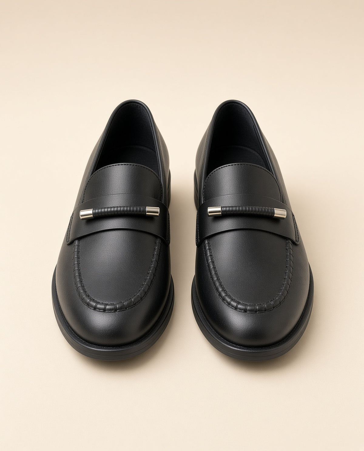Black & Dark Brown Genuine Leather Loafers