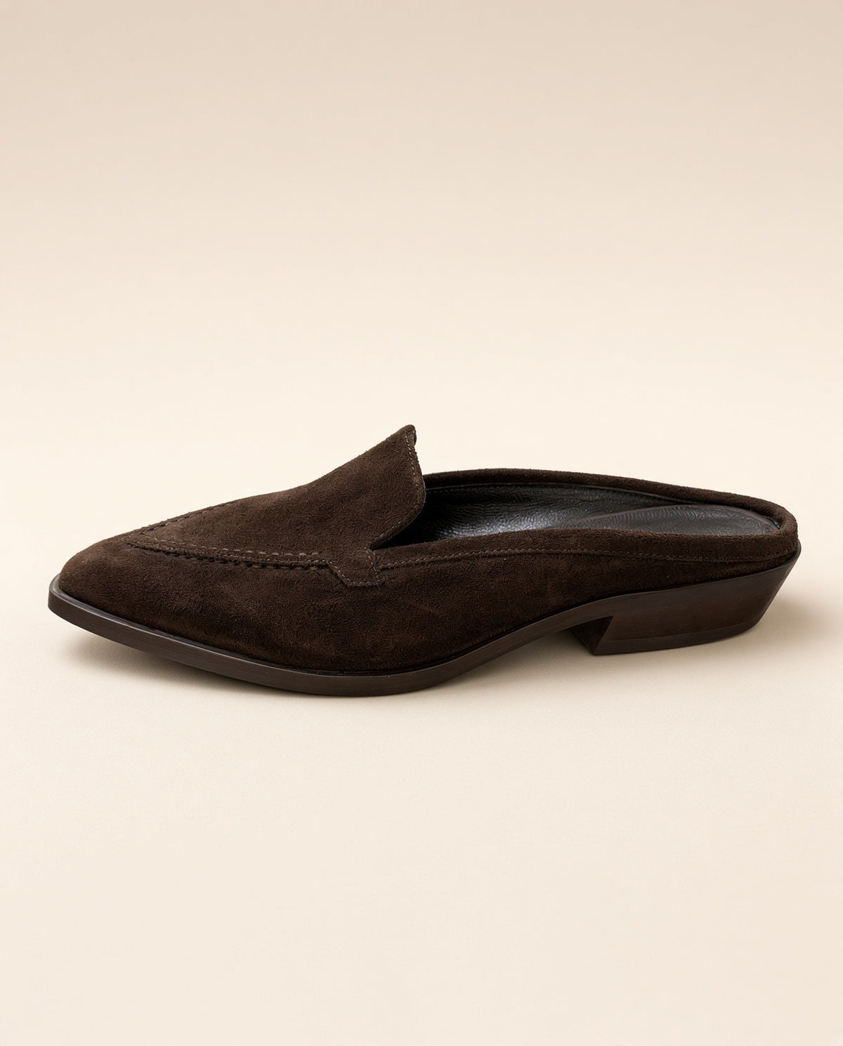 Brown Suede Mule Loafers