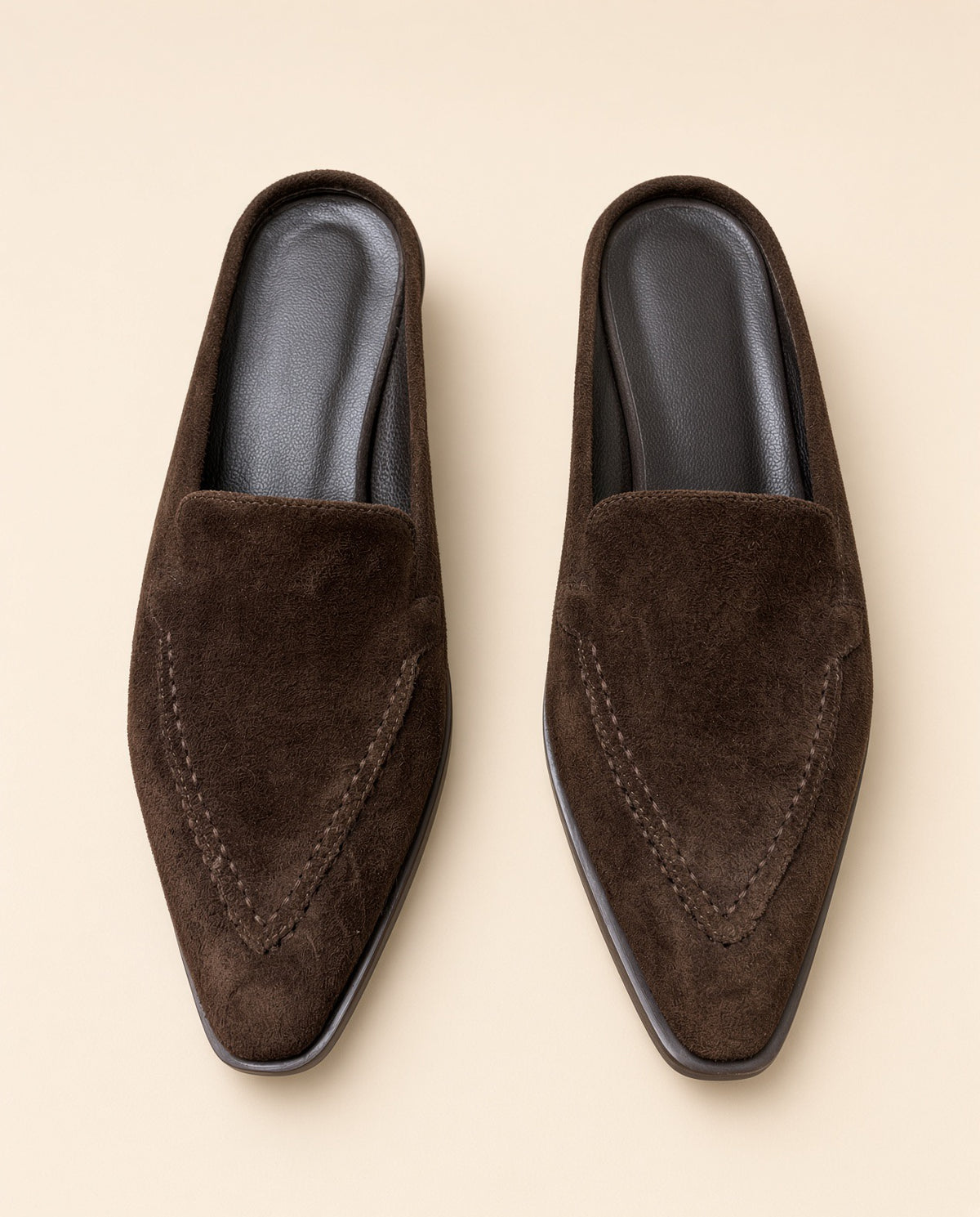 Brown Suede Mule Loafers