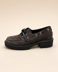 Chestnut Brown Suede Lace-Up Loafers