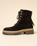 Dark Brown Suede Beaded Ankle Boots