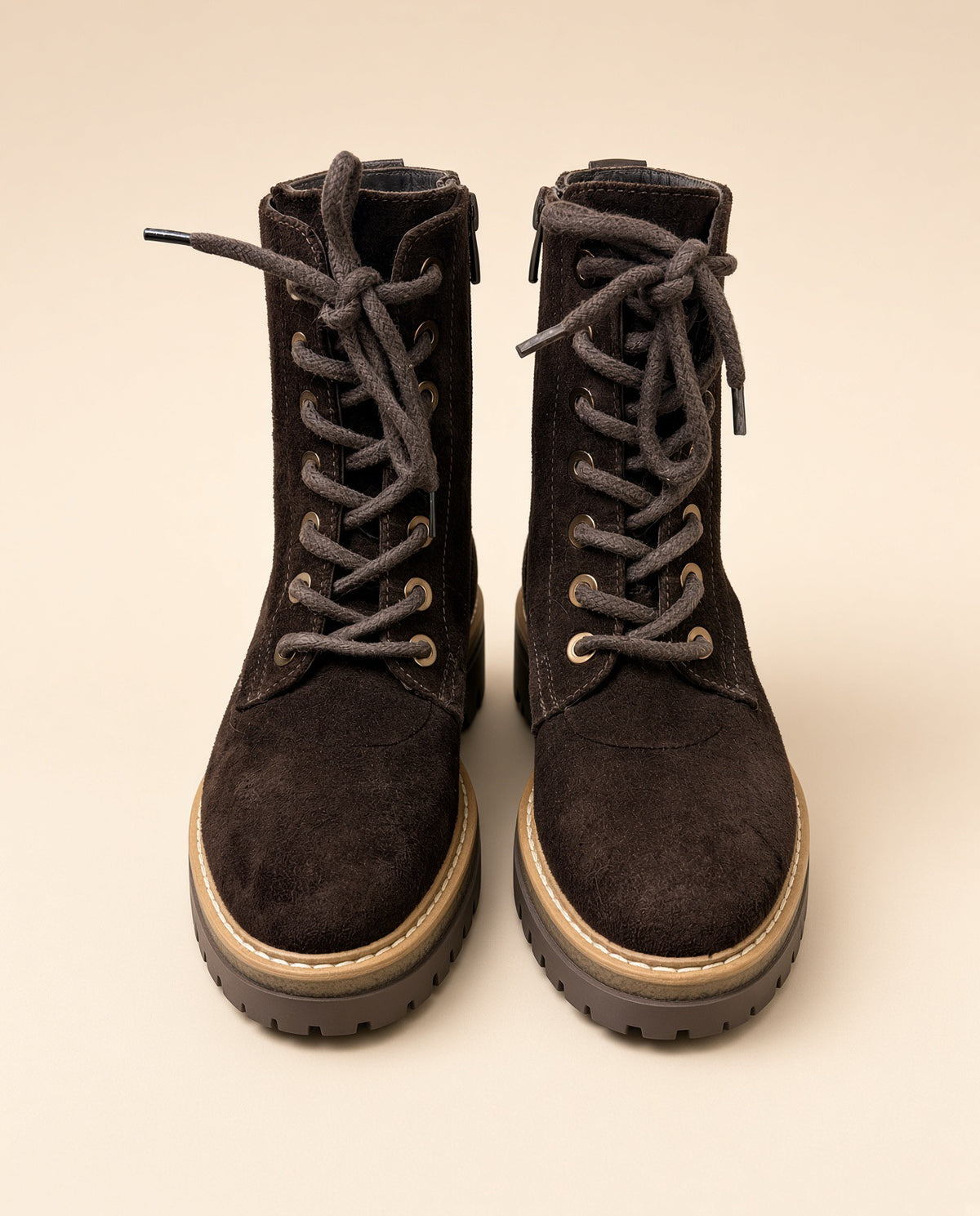 Dark Brown Suede Beaded Ankle Boots